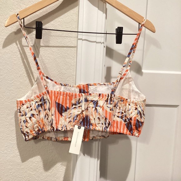 Anthropologie Button-Front Floral Striped Button-Front Cropped Tank Medium NWT - Picture 6 of 12